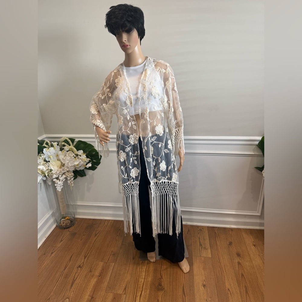 Rehab Cream Floral Lace Kimono
